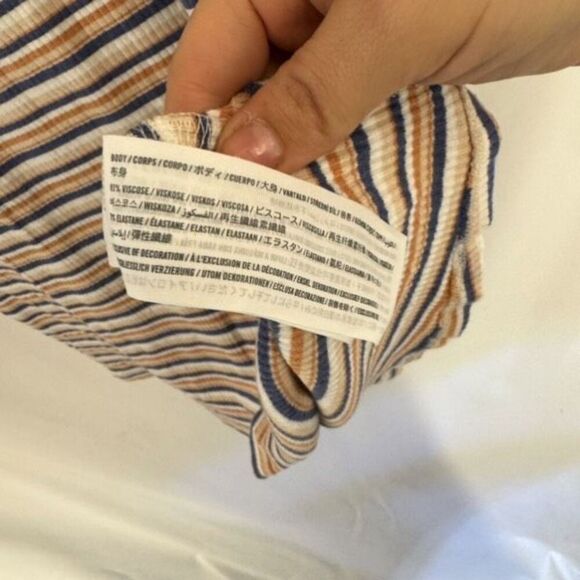 Abercrombie & Fitch Blue Orange Triple Keyhole Ribbed Knit Mini Dress Large - Picture 9 of 13